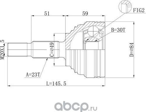 Шрус привода DOUBLEFORCE (Double Force). Артикул DFCV326
