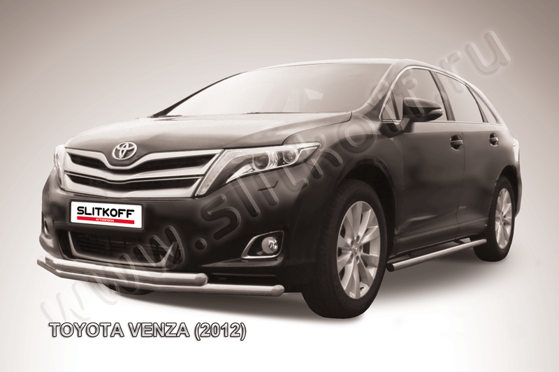 Защита Slitkoff переднего бампера d57/57 двойная для Toyota Venza 2012-2026. Артикул TVEN003