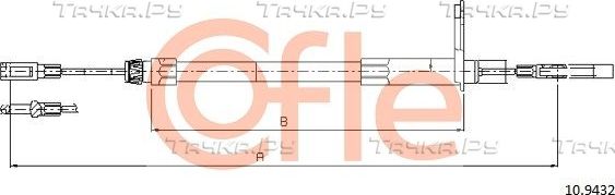 Трос ручника (тросик ручного тормоза) Cofle. Артикул 92.10.9432
