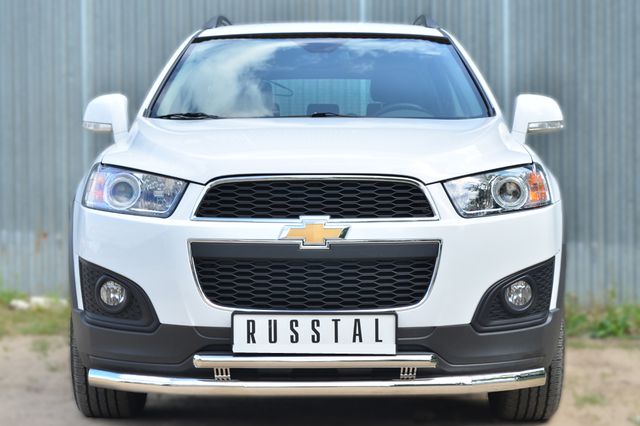 Защита RusStal переднего бампера d63/42 двойная для Chevrolet Captiva 2013-2016. Артикул CAPZ-001742