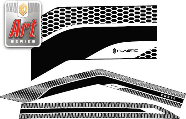 Дефлекторы СА Пластик для окон (Серия "Art" черная) Hyundai Creta 2016-2020. Артикул 2010031512203