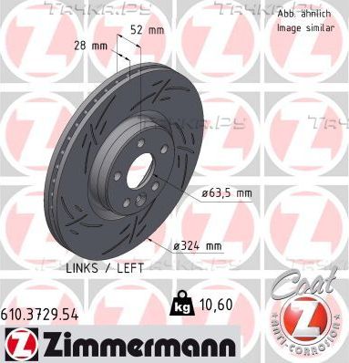 Тормозной диск Zimmermann Black Z для Volvo XC60 I 2008-2017. Артикул 610.3729.54