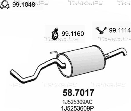 Глушитель (задняя часть) Asso для Skoda Octavia Tour 1996-2010. Артикул 58.7017