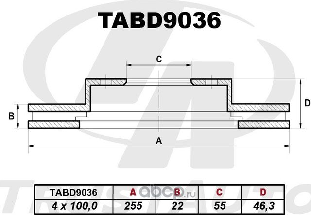 Тормозной диск () (Trustauto). Артикул TABD9036