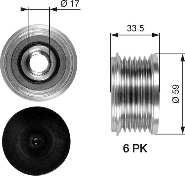Муфта генератора обгонная Gates DriveAlign® для Fiat Ulysse II 2002-2010. Артикул OAP7080