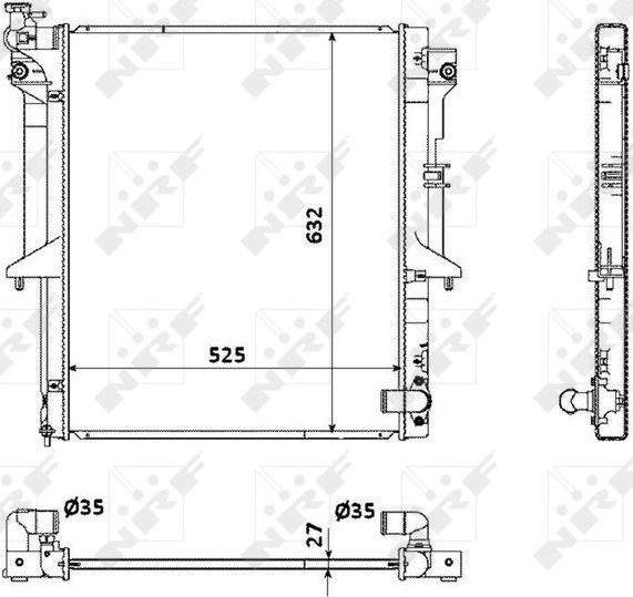 Радиатор охлаждения двигателя NRF (алюминий). Артикул 53908