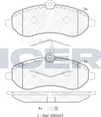 Тормозные колодки Icer передние для Fiat Scudo II 2007-2016. Артикул 141802