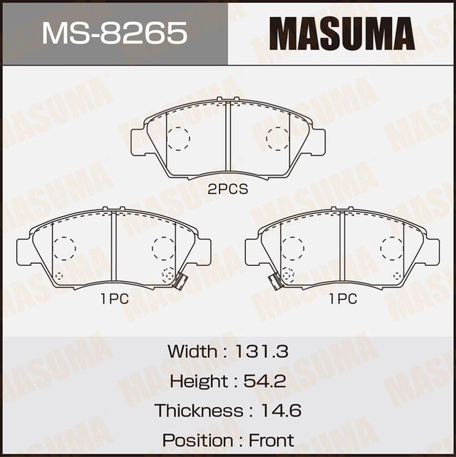 Тормозные колодки Masuma передние для Honda Logo 1999-2002. Артикул MS-8265