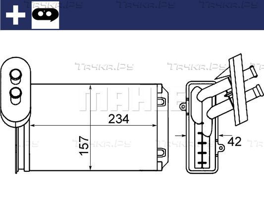 Радиатор отопителя (печки) Mahle Behr для Volkswagen Caddy II 1995-2004. Артикул AH 19 000S