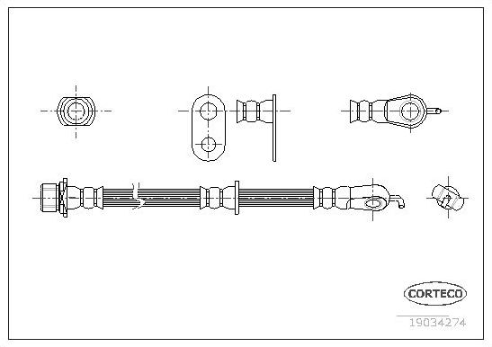 Тормозной шланг Corteco передний правый для Citroen C1 I 2005-2014. Артикул 19034274