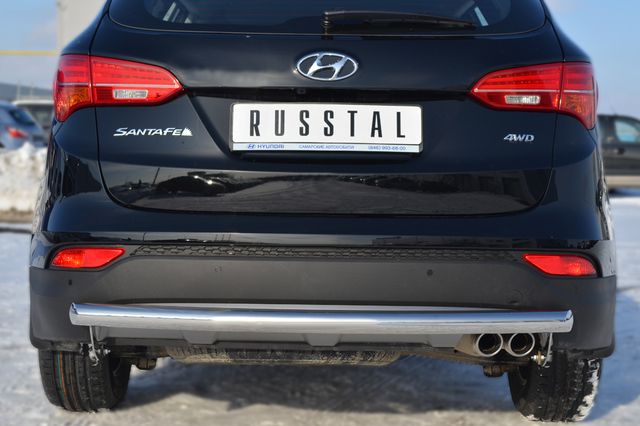 Защита RusStal заднего бампера труба d63 (дуга) для Hyundai Santa Fe III 2012-2018. Артикул HSFZ-001225