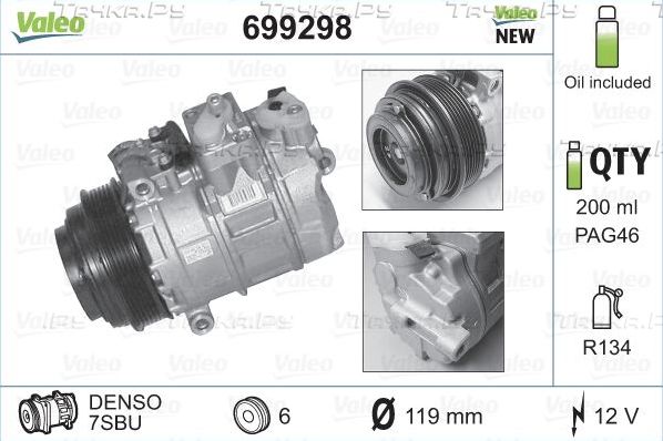 Компрессор кондиционера Valeo VALEO CORE-FLEX для Mercedes-Benz M-Класс I (W163) 1998-2005. Артикул 699298