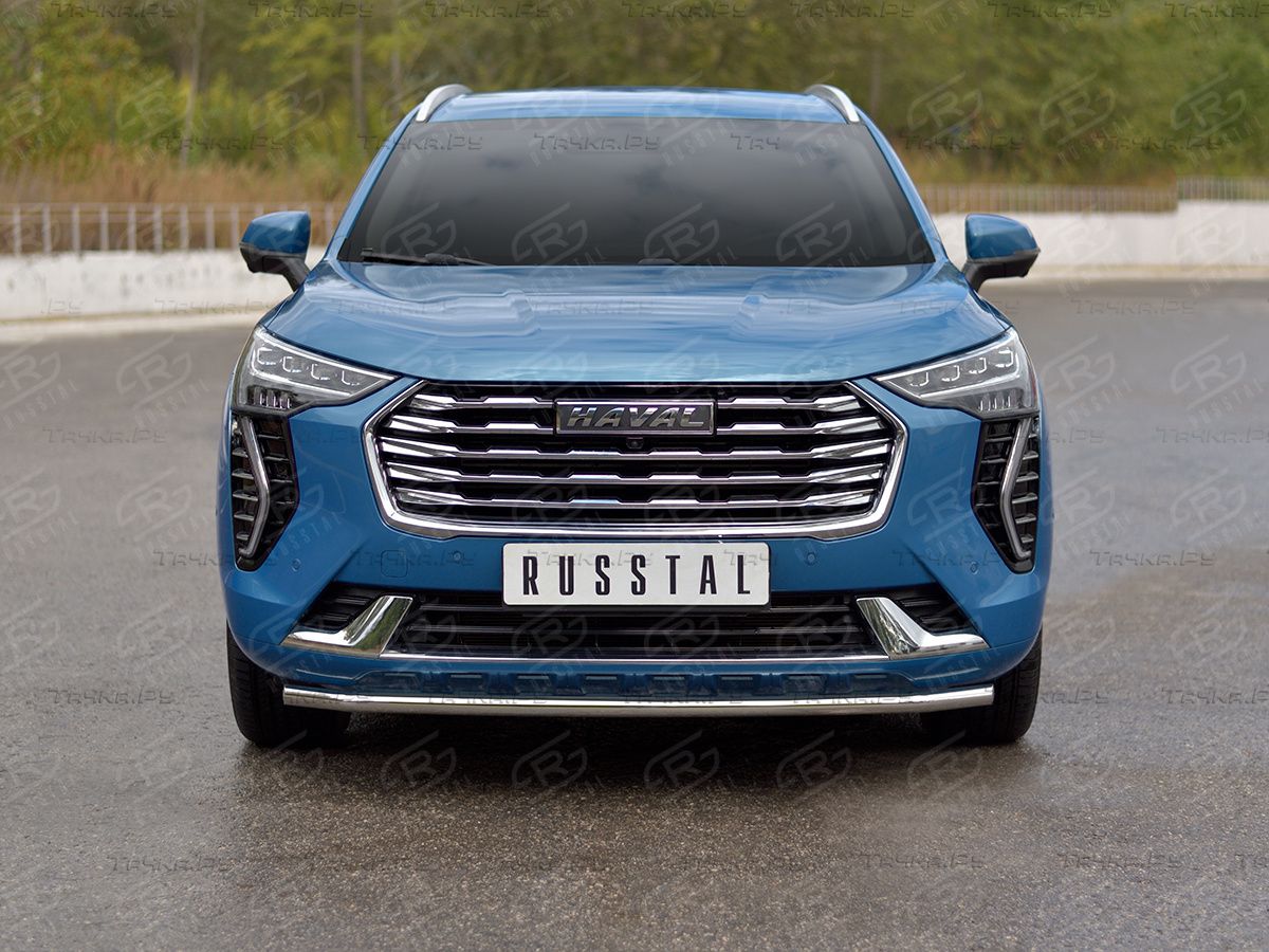 Защита RusStal переднего бампера d42 секции для Haval Jolion 1.5 2WD (кроме  Comfort) 2021-2024. Артикул HJOLZ-003985 - купить в Екатеринбурге, каталог  с ценами. Доставка по всей России. Магазин Тачка.Ру