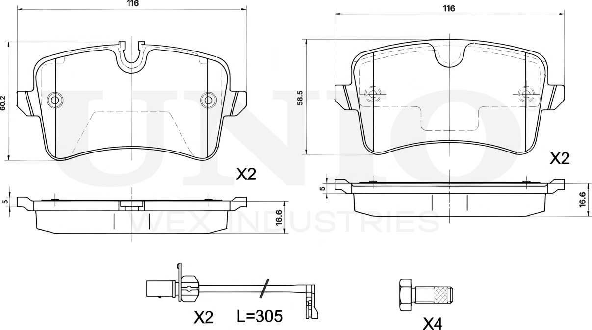 Колодки тормозные дисковые, комплект (Unio). Артикул BRP-20345