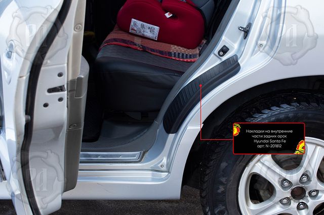 Накладки Русская Артель на внутренние части задних арок со скотчем 3М для Hyundai Santa Fe I 2000-2012. Артикул N-201812