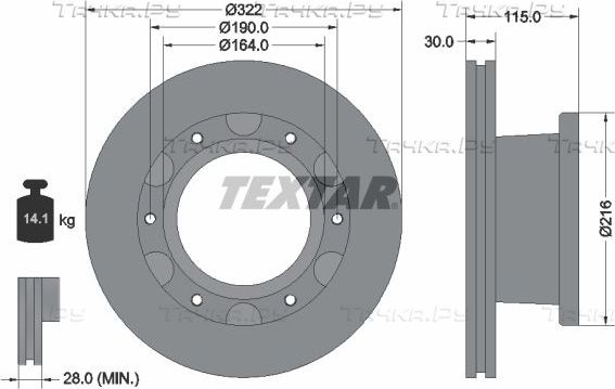 Тормозной диск Textar. Артикул 93128200