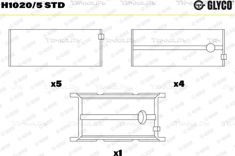 Вкладыши коренные Glyco. Артикул H1020/5 STD