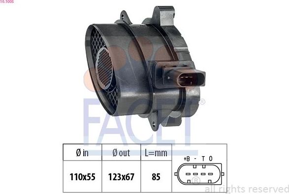 Расходомер воздуха Facet Made in Italy - OE Equivalent. Артикул 10.1005