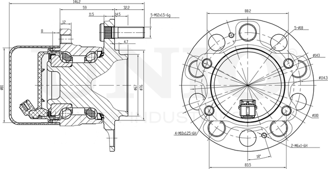 Ступица колеса с интегрированным подшипником (Unio). Артикул HUB-20228