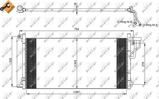 Радиатор кондиционера (конденсатор) NRF (алюминий). Артикул 35962