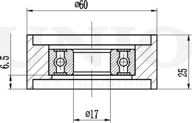 Ролик поликлинового ремня натяжной (Unio). Артикул TNS-10008