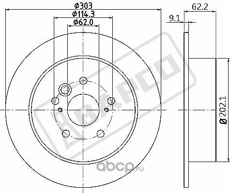 Тормозные диски задн.невентил.BD0402 (Bapco). Артикул BD0402