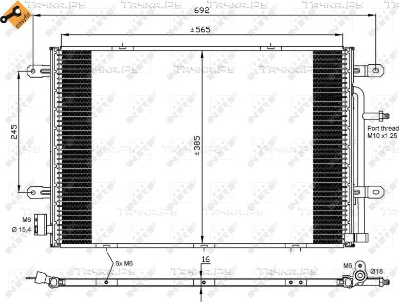 Радиатор кондиционера (конденсатор) NRF EASY FIT. Артикул 35841