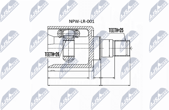 Шрус внутренний (граната) NTY для Land Rover Freelander I 2000-2006. Артикул NPW-LR-001