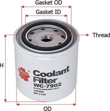 Фильтр охлаждающей жидкости Sakura. Артикул WC-7902