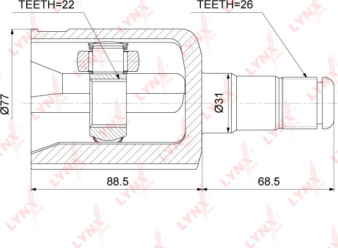Шрус внутренний (граната) LYNXauto. Артикул CI-3761