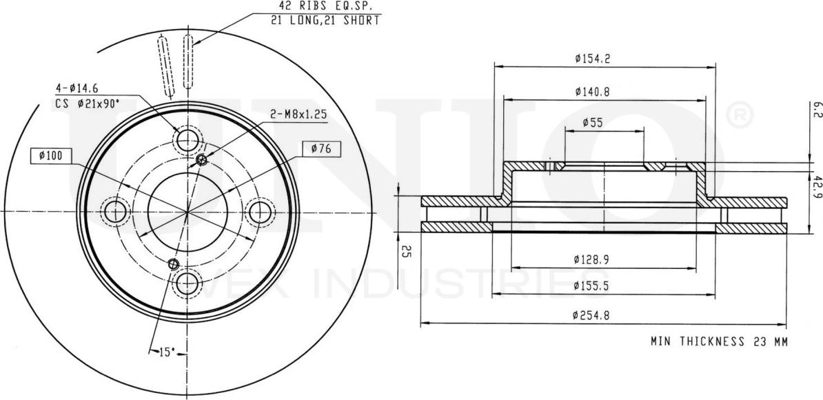 Диск тормозной (Unio). Артикул BRD-20057