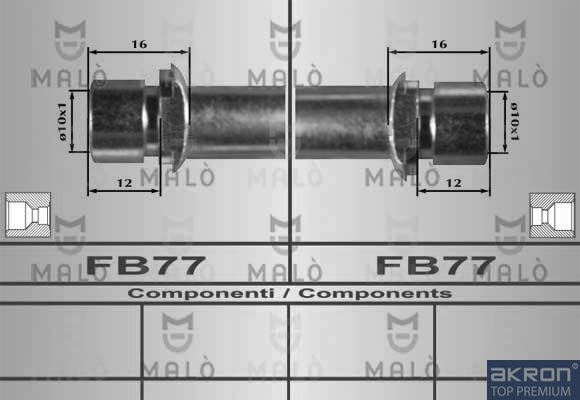 Тормозной шланг Malo задний для Citroen C1 I 2005-2014. Артикул 80373