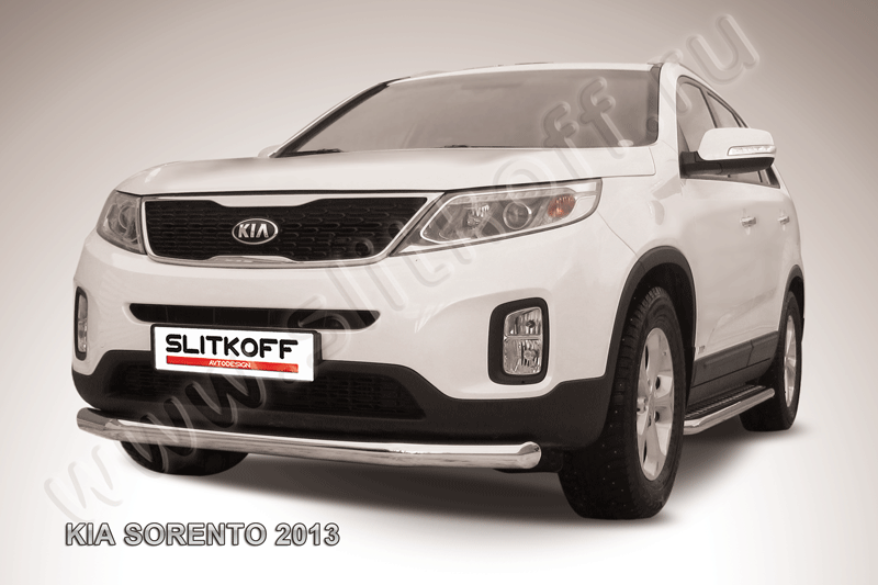 Защита Slitkoff переднего бампера d76 для Kia Sorento II рестайлинг 2012-2026. Артикул KS13-002