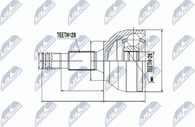 Шрус внутренний (граната) NTY передний для Citroen C5 II 2008-2017. Артикул NPZ-CT-021