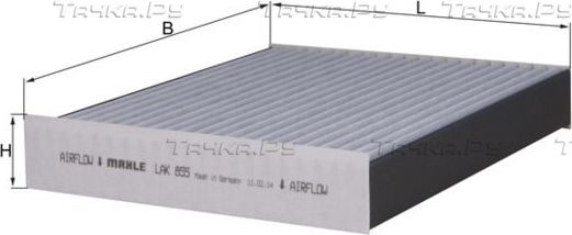 Салонный фильтр Mahle. Артикул LAK 855