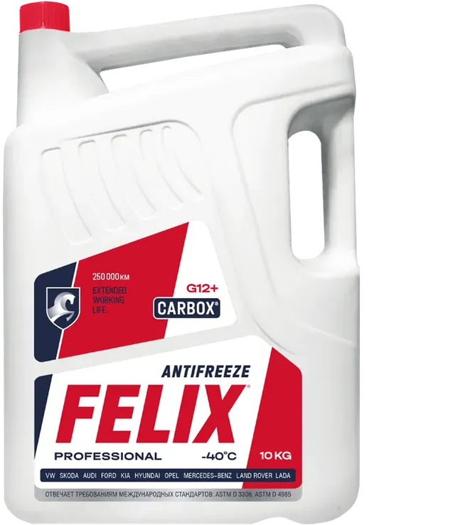Антифриз FELIX CARBOX G12+ красный в п/э кан.10кг Felix. Артикул 430206020