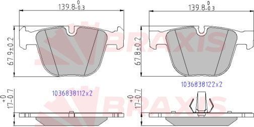 Тормозные колодки Braxis. Артикул AA0650