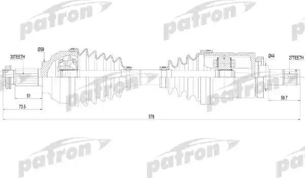 Полуось (привод в сборе, приводной вал) Patron. Артикул PDS4620