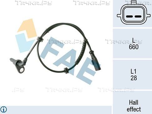 Датчик ABS FAE задний левый для Renault Clio III 2005-2014. Артикул 78411