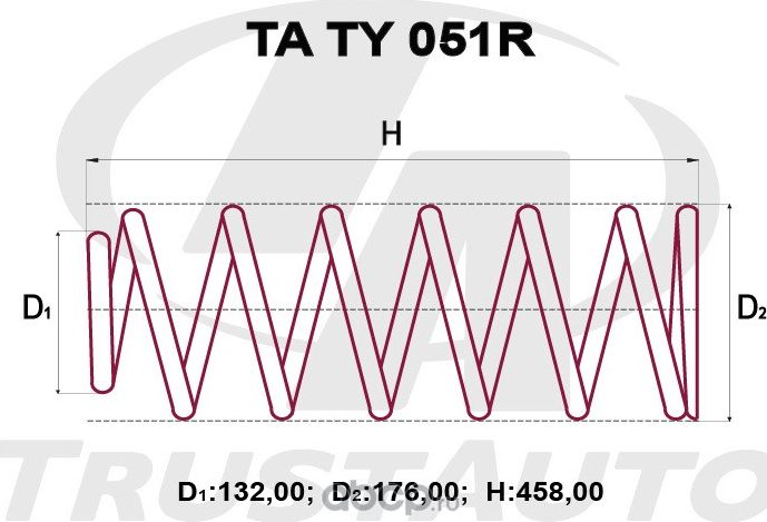 Пружина подвески усиленная () (Trustauto). Артикул TATY051R