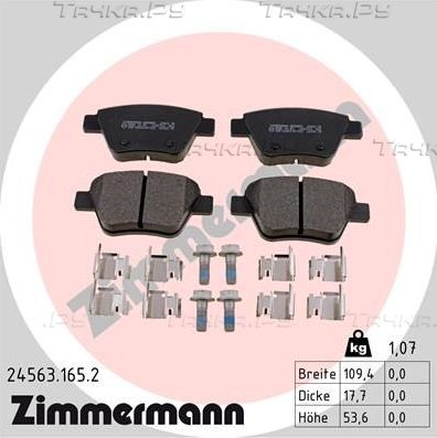 Тормозные колодки Zimmermann задние для Skoda Superb II 2008-2015. Артикул 24563.165.2