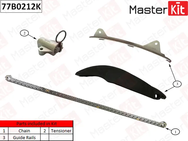 77B0212K Комплект цепи ГРМ Hyundai/Kia I30/I40/SONATA/TUCSON G4NB 2010- (Master KIT) Master KIT. Артикул 77b0212k