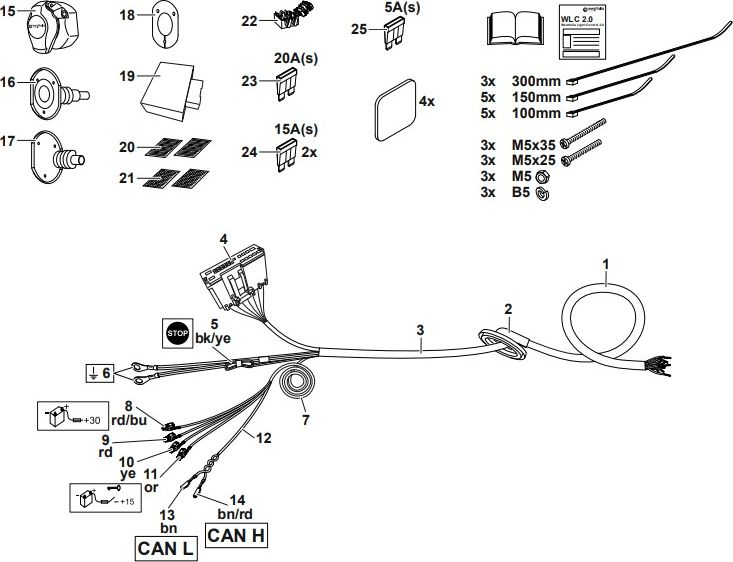 Штатная электрика фаркопа Westfalia (полный комплект) 13-полюсная Mercedes-Benz GLB-Класс X247 2019-2026. Артикул 313215300113