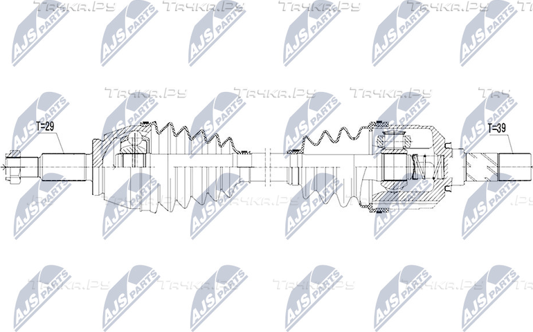 Полуось (привод в сборе, приводной вал) NTY. Артикул NPW-RE-087