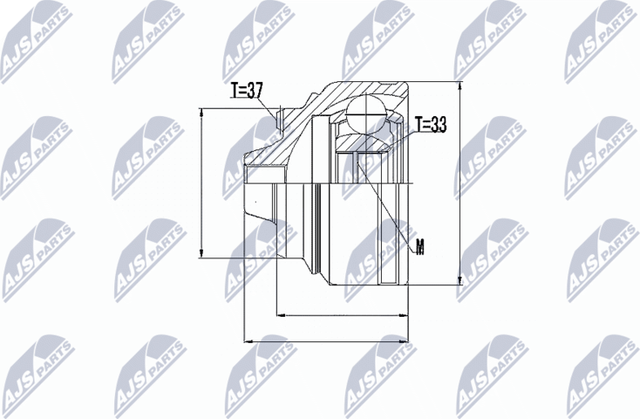 Шрус внутренний (граната) NTY передний для BMW X3 II (F25) 2010-2017. Артикул NPZ-BM-008