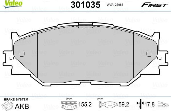 Тормозные колодки Valeo First. Артикул 301035