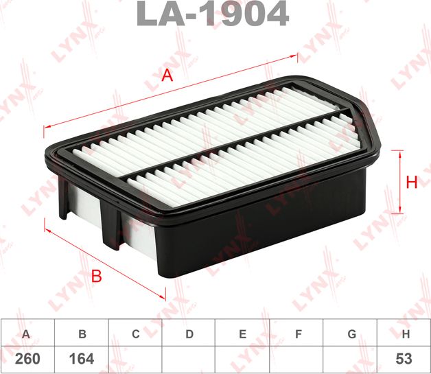 Воздушный фильтр LYNXauto для Kia Carens III (RP) 2013-2026. Артикул LA-1904