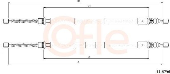 Трос ручника (тросик ручного тормоза) Cofle задний правый/левый для Renault Espace III 1996-2002. Артикул 11.6796