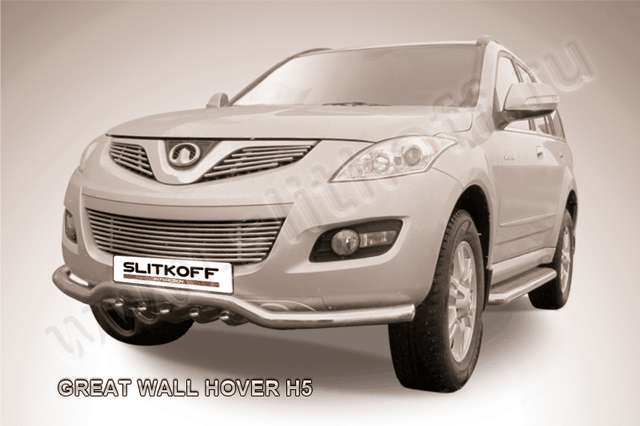 Защита Slitkoff переднего бампера d57 Волна для Great Wall Hover H5 2011-2016. Артикул GWHN-H5-001