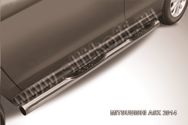 Пороги Slitkoff труба d76 с проступями для Mitsubishi ASX I рестайлинг 2012-2016. Артикул MAS14-008